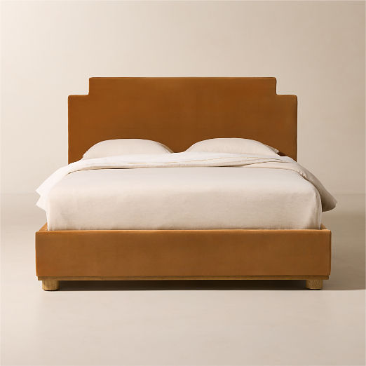 Plaza Smoked Amber Velvet Upholstered Bed