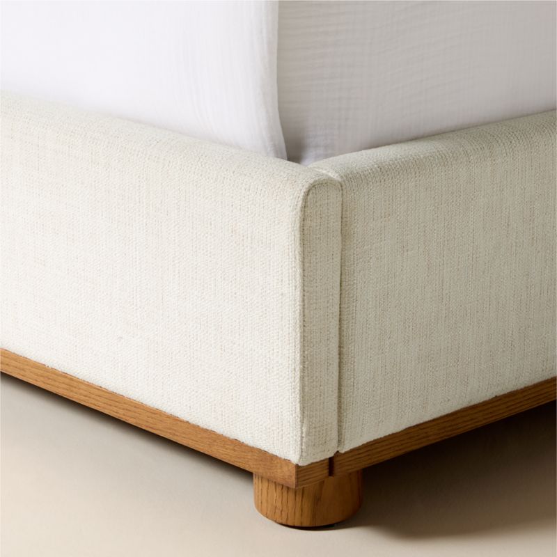 Plaza Warm White Upholstered Queen Bed - image 4 of 5