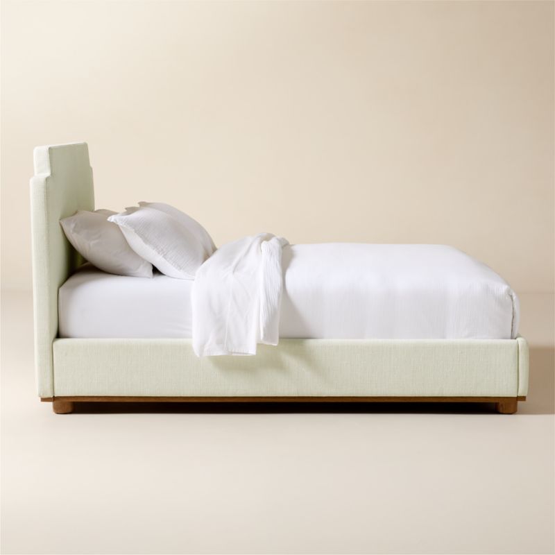 Plaza Warm White Upholstered Queen Bed - image 2 of 5