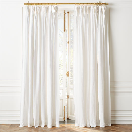 Pleated Linen White Curtain Panel 48"x96"