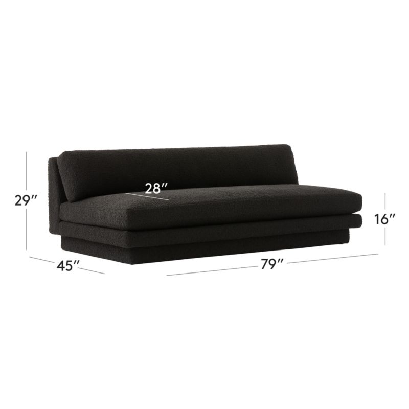 View Plinth 80" Armless Black Performance Boucle Sofa - image 3 of 9