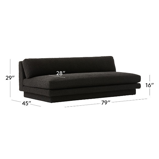 Plinth 80" Armless Black Performance Boucle Sofa by Kara Mann