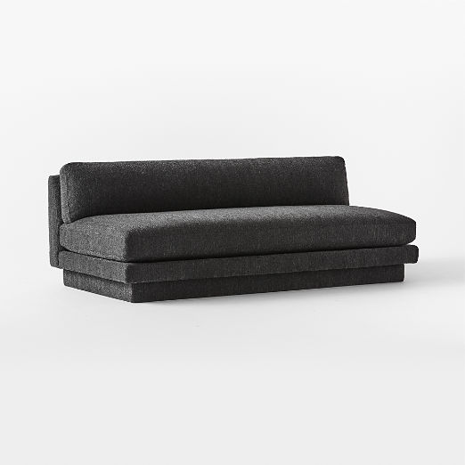 Plinth 80" Armless Black Performance Boucle Sofa by Kara Mann