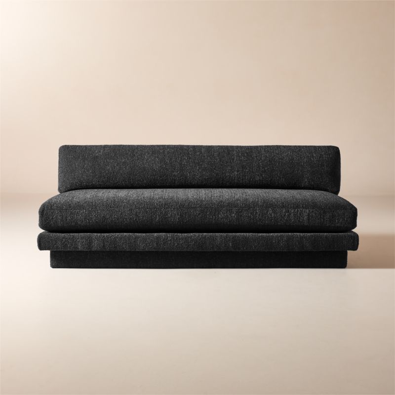 Plinth 80" Armless Black Performance Boucle Sofa - image 0 of 8