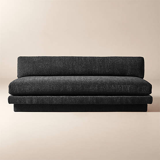 Plinth 80" Armless Black Performance Boucle Sofa