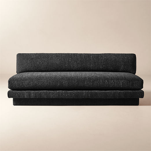 Plinth 80" Armless Black Performance Boucle Sofa
