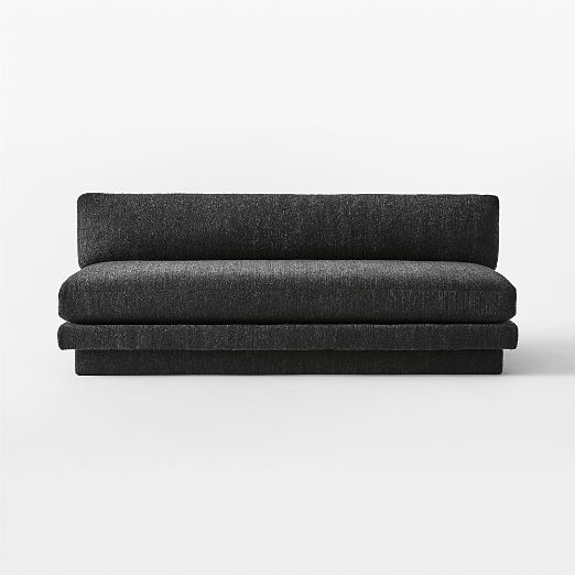 Plinth 80" Armless Black Performance Boucle Sofa by Kara Mann