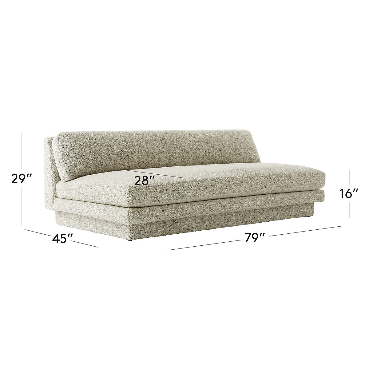 View Plinth 80" Armless Sofa - image 3 of 10