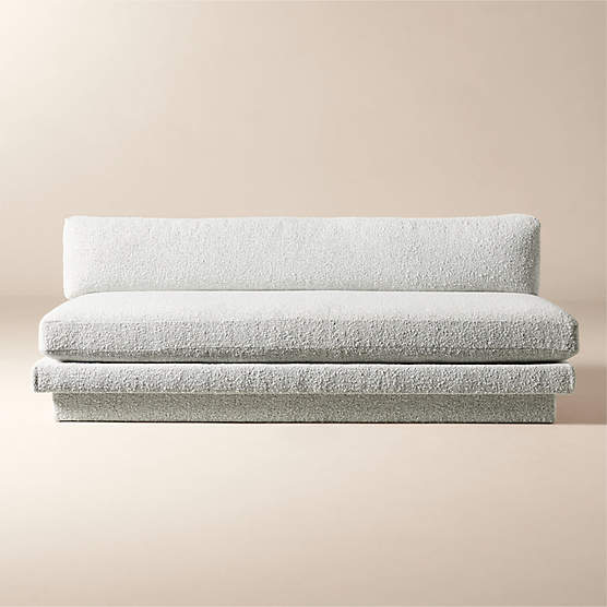 Plinth 80" Armless Peppered Grey Performance Boucle Sofa