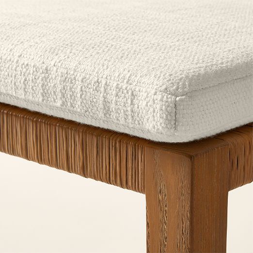 Plait Ash Wood and Woven Rattan Counter Stool with Warm White Performance Linen Cushion