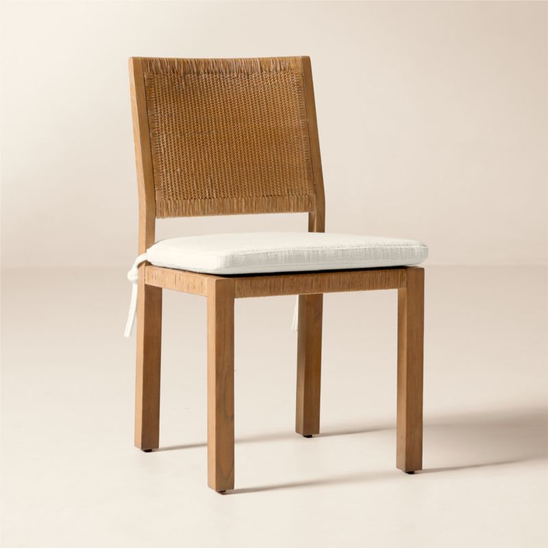 Plait Ash Wood and Woven Rattan Dining Chair with Warm White Performance Linen Cushion - image 2 of 8