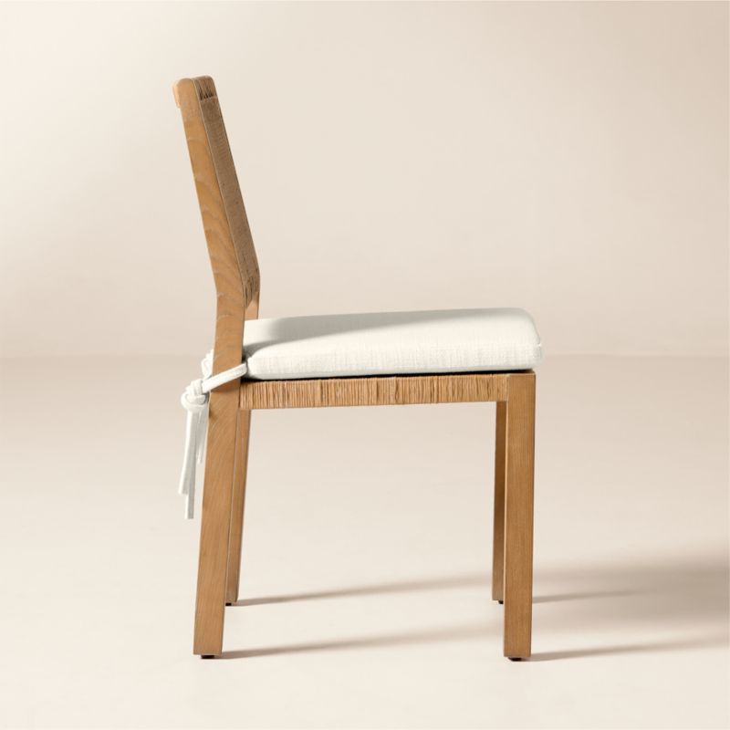 Plait Ash Wood and Woven Rattan Dining Chair with Warm White Performance Linen Cushion - image 3 of 8