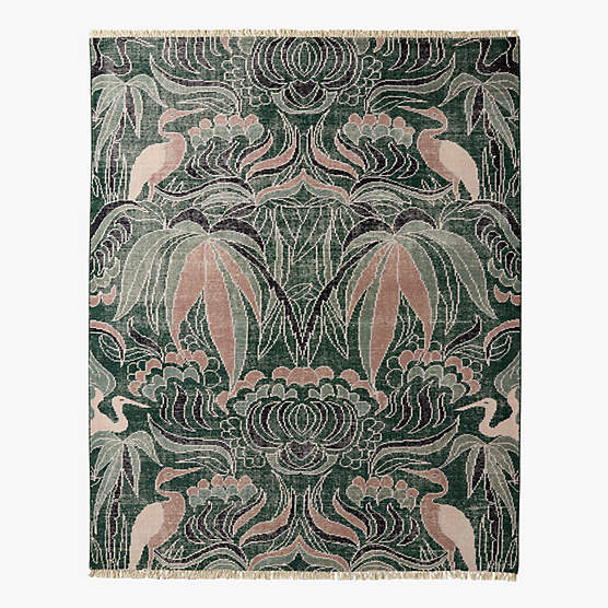 Plumage Hand-Knotted Smoked Green Wool Area Rug 8'x10'