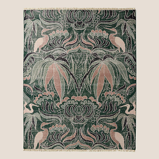 Plumage Hand-Knotted Smoked Green Wool Area Rug 5'x8'