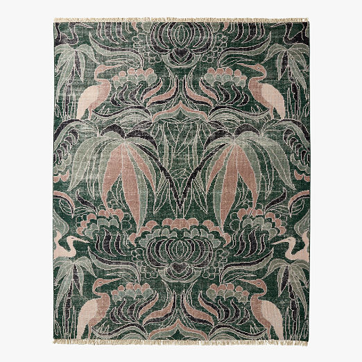 Plumage Hand-Knotted Smoked Green Wool Area Rug