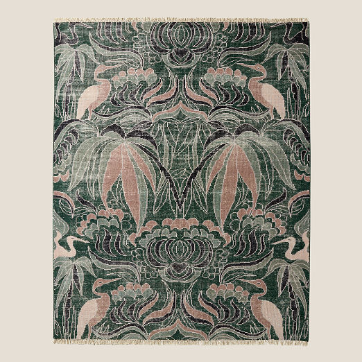 Plumage Hand-Knotted Smoked Green Wool Area Rug 10'x14'