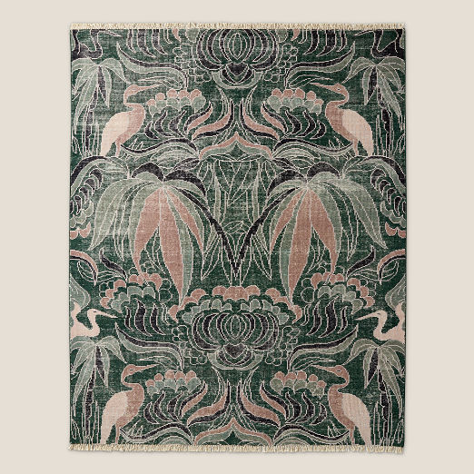 Plumage Hand-Knotted Smoked Green Wool Area Rug 8'x10'