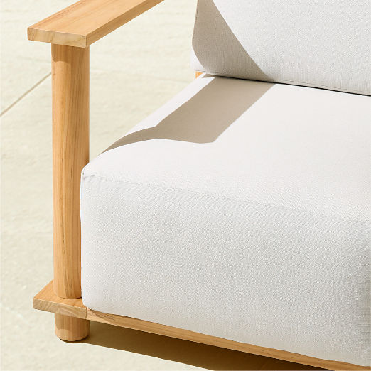 Pinet 84" Teak Outdoor Sofa With Warm Light Grey Sunbrella® Cushions