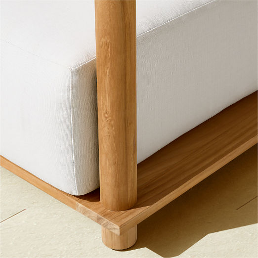 Pinet Teak Outdoor Lounge Chair With Warm Light Grey Sunbrella® Cushions