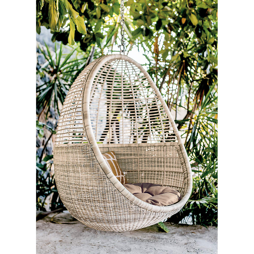 pod hanging chair with cushion