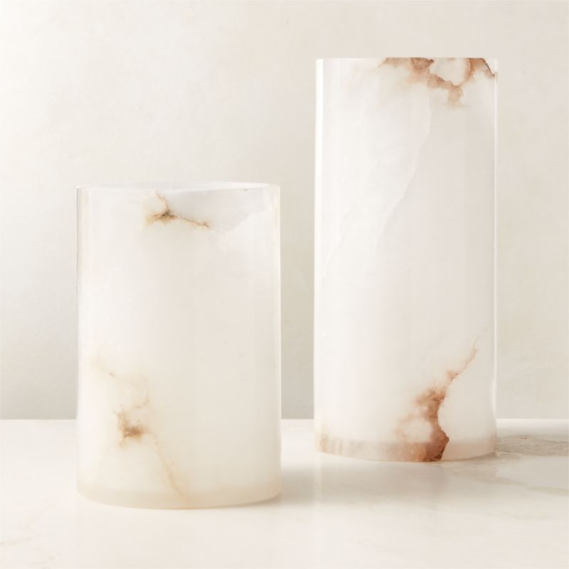 Poe White Alabaster Pillar Candle Holder 7" - image 7 of 10