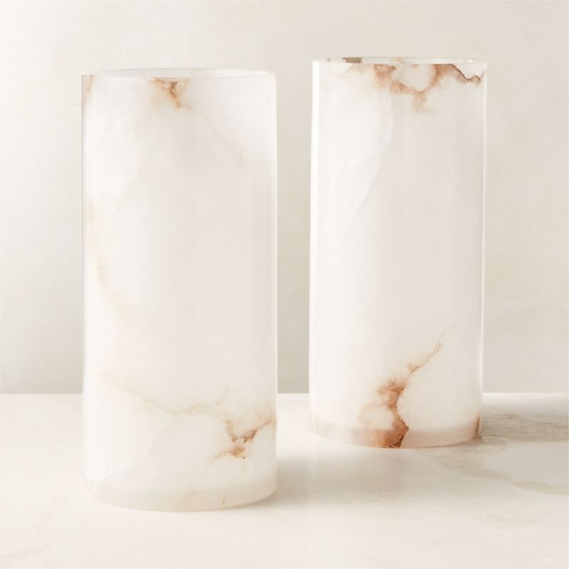 Poe White Alabaster Pillar Candle Holder 10" - image 4 of 10