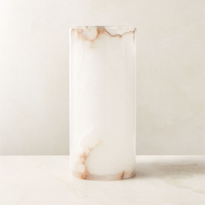 Poe White Alabaster Pillar Candle Holder 10" - image 2 of 10