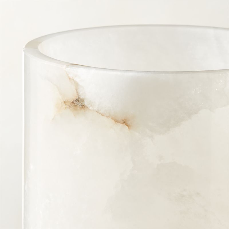 Poe White Alabaster Pillar Candle Holder 7" - image 4 of 10