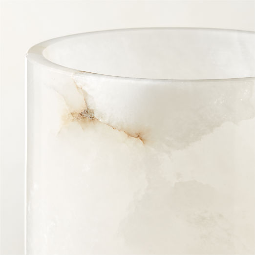 Poe White Alabaster Pillar Candle Holders Set of 2