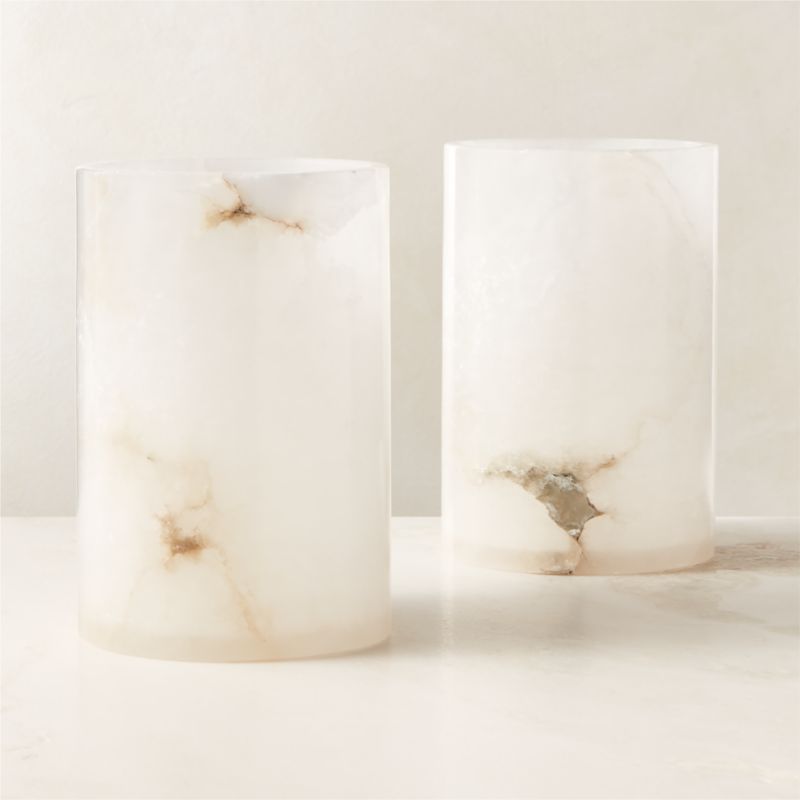 Poe White Alabaster Pillar Candle Holder 7" - image 5 of 10