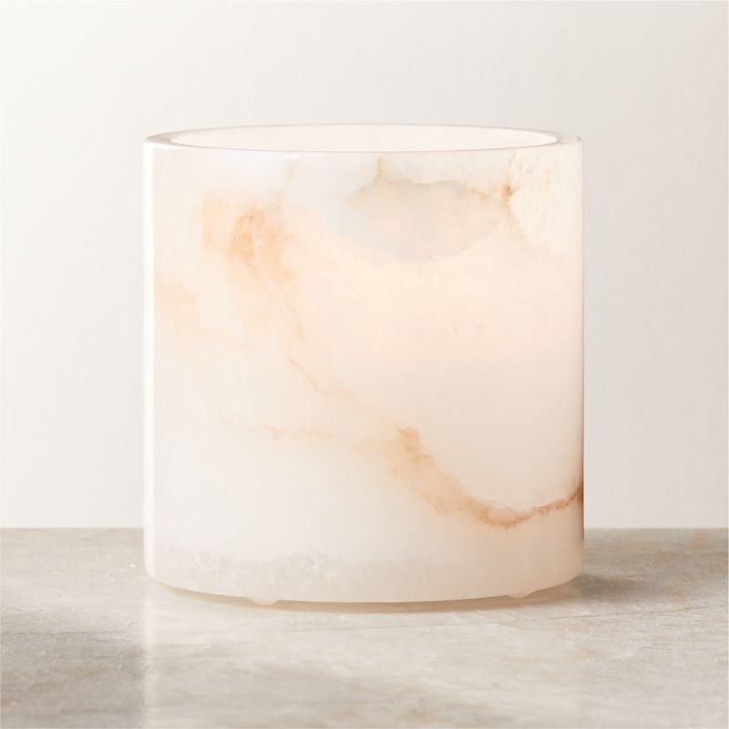 Poe White Alabaster Tealight Candle Holder 4" - image 2 of 7