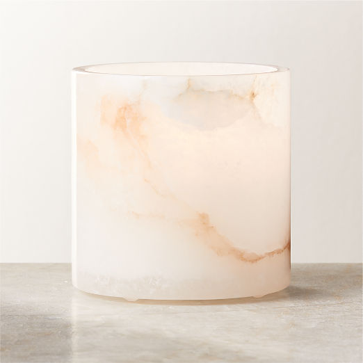 Poe White Alabaster Tealight Candle Holder 4"