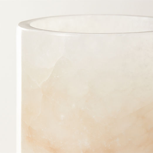 Poe White Alabaster Tealight Candle Holder 3"