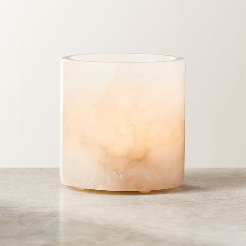 Poe White Alabaster Tealight Candle Holder 3" - image 2 of 7