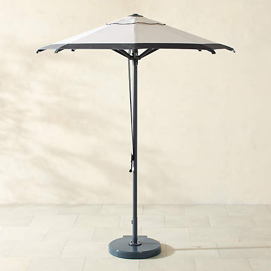 Poggesi Round Black and White Outdoor Umbrella with Graphite Base