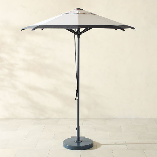 Poggesi Round Black and White Outdoor Umbrella with Graphite Base