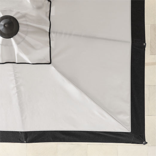 Poggesi Square Black and White Outdoor Umbrella with Graphite Base