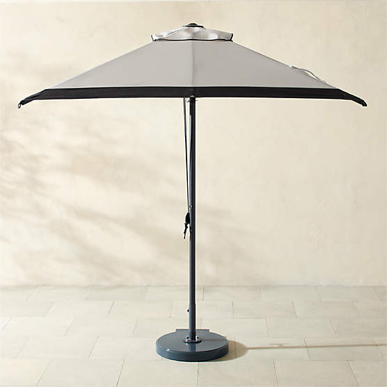 Poggesi Square Black and White Outdoor Umbrella with Graphite Base