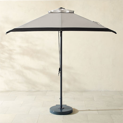 Poggesi Square Black and White Outdoor Umbrella with Graphite Base