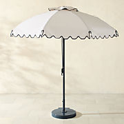 Pagoda Round Natural White Outdoor Umbrella with White Pole