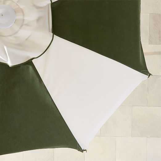 Poggesi Valance Green and White Outdoor Umbrella with White Base