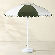 Pagoda Round Natural White Outdoor Umbrella with White Pole