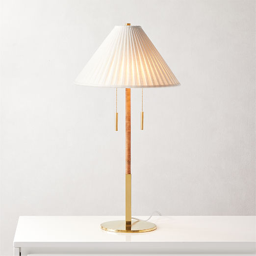 Pogo Brass and Cane Table Lamp