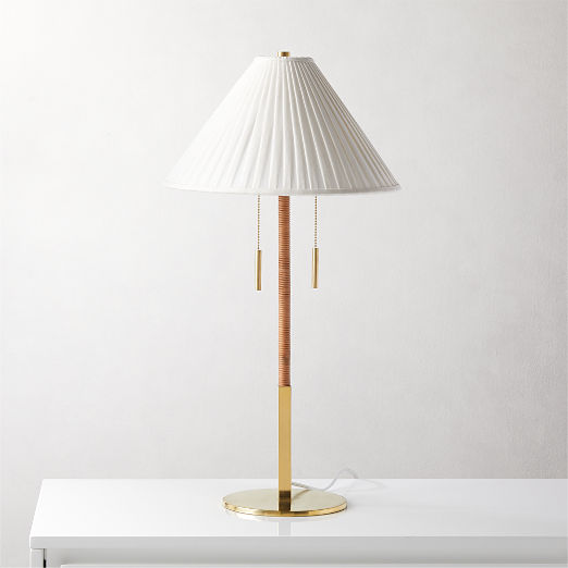 Pogo Brass and Cane Table Lamp