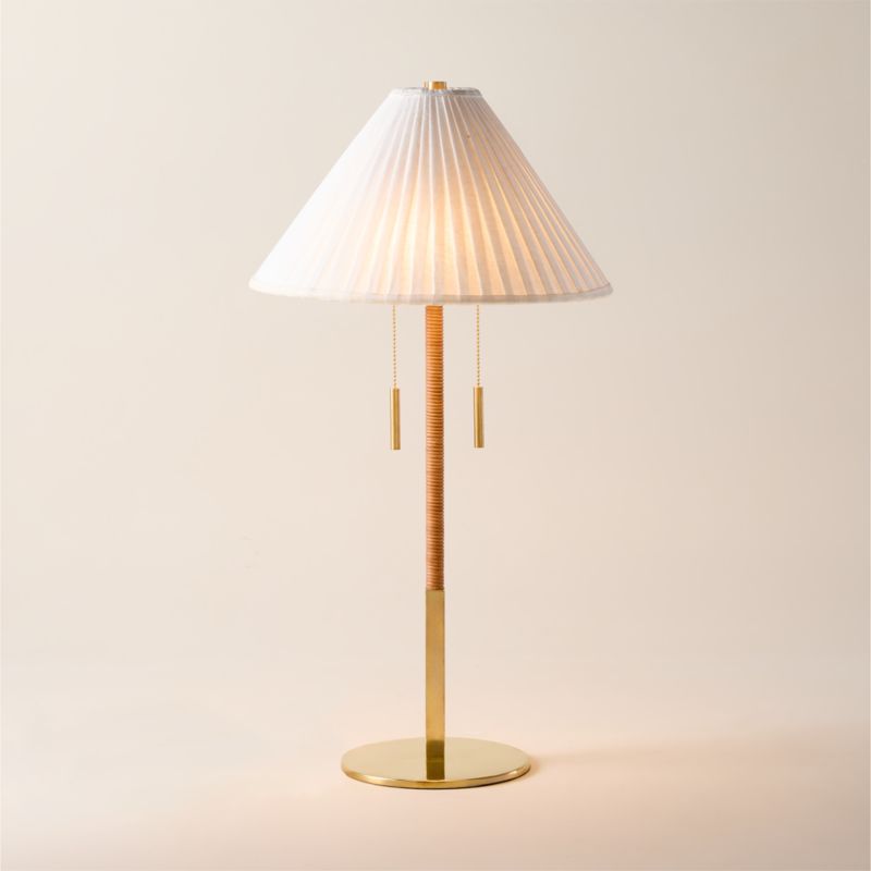 View Pogo Brass and Cane Table Lamp details