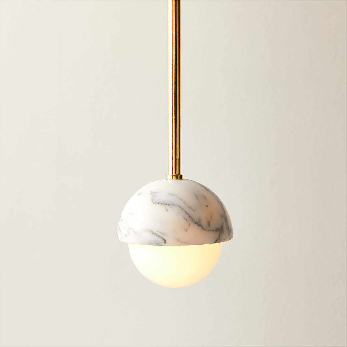 Polaris White Marble and Brass Globe Pendant Light + Reviews | CB2