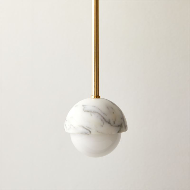 Polaris White Marble and Brass Globe Pendant Light - image 2 of 6