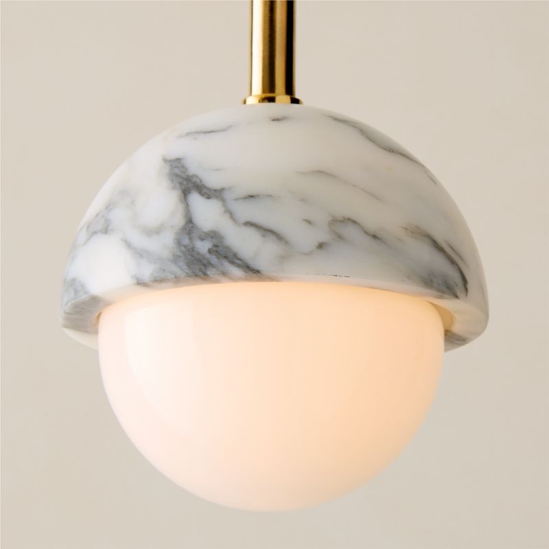 Polaris White Marble and Brass Globe Pendant Light - image 2 of 7
