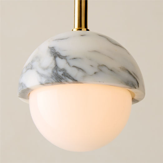 Polaris White Marble and Brass Globe Pendant Light