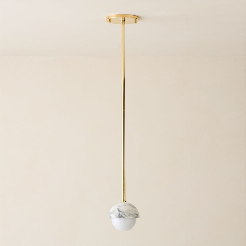 Polaris White Marble and Brass Globe Pendant Light - image 4 of 7